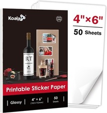 4x6 Inch Full Sheet, Koala Glossy Sticker Paper for Inkjet & Laser Printer picture