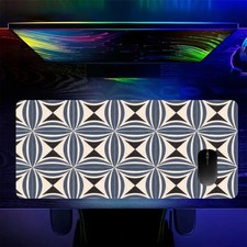1pc Blue and White Geometric Pattern Mouse Pad & Desk Mat, Featuring a Blue an picture