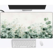 Light Green Eucalyptus Leaf Pattern with Golden AccentsOffice/Gaming Desk Mat ❀ picture