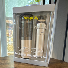 heyday Desktop Microphone USB-C w/ Ring Light, 6ft USB-C to USB-A, White picture