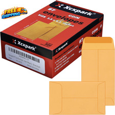 500 PCS #7 Coin Envelopes 3.5 X 6.5 Inches Brown Kraft Envelopes Classic Small  picture