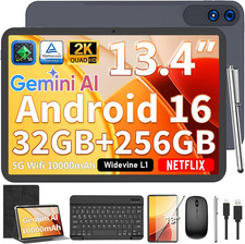 13 Inch Tablet with Keyboard - 2026 Gemini AI Android 16 Tablet,Black Case picture