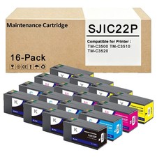 16 Pack SJIC22P Ink Cartridge Works for TM-C3500 TMC3500 C3500 C3510 C3520 picture