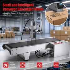 Mini Conveyor Auto Inkjet Printer w/ 42ml Ink Batch Date Barcode QR Label Coder picture