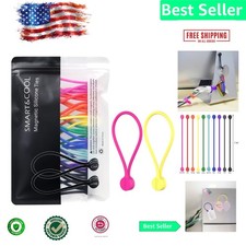 Versatile 20-Pack Reusable Silicone Magnetic Cable Ties - Assorted Colors 7.16'' picture