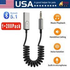 Aux to Bluetooth 5.1 Adapter 3.5mm Bluetooth Receiver Microphone for Car New Lot picture