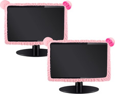 2 Pcs 17''-24'' Kawaii Computer Monitor Cover with Cat Ear Furry Cute Pink Mo... picture