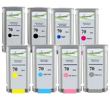 Pack of 8 For HP 70 Reman Ink Cartridge for DesignJet Z2100 Z5200 Z3200 Z5400 picture