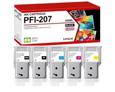 PFI-207 Ink Tank 300ml 5-Pack Replacement for Canon PFI-207MBK PFI-207BK PFI-... picture