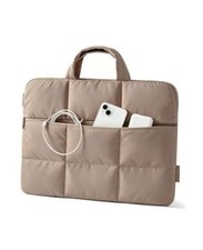 Laptop Sleeve Puffer Slim Protective Case for Women 15.6 Inch Brown picture