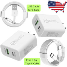 USB C Cable Fast Wall Charger Block PD 20W Power Adapter For Samsung iPhone Lot picture