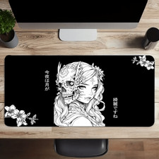 1pc Japanese Style Skull Girl Design Desk Mat, Waterproof Polyester Mouse Pad, picture