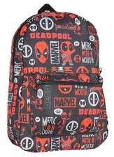 Marvel Deadpool Backpack Merc With A Mouth Verbiage All Over Print Laptop Tra... picture
