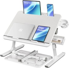 Foldable Bed Laptop Desk 15.7 x 22 Inch Adjustable Height Tilt Tray Gray Table picture