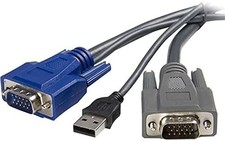 6ft USB VGA KVM Cable 2-in-1 TAA Mini-Coax Keyboard Mouse SVUSBVGA6 USA picture