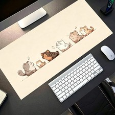 1pc Extended Gaming Mouse Pad And PC Desktop Keyboard Mat - Healing Pastel Cat picture