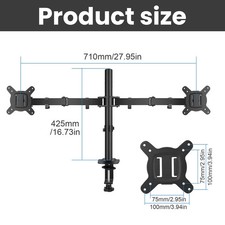 DUAL ARM MONITOR DESK MOUNT BRACKET SPRING ASSITED FULL MOTION FOR 10-27