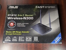 New Asus RT-N12 3-in-1 Router Wireless N300 Router/Range Extender Factory Sealed picture