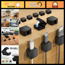 Magnetic Cable Clips - 12 Pack, Black Organizer for Cords & Wires, Desk Accessor picture
