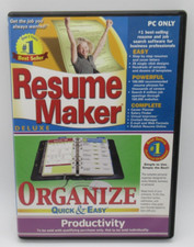 RESUME MAKER DLX & ORGANIZE-QUICK & EASY PRODUCTIVITY 2-DISC PC CD-ROM SOFT. SET picture