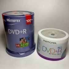 Memorex Printable DVD+R 100-Pack 16x 4.7GB 120Min Blank Discs + 50 Pack Lot picture