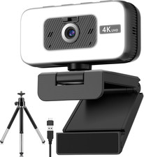 4K Webcam for PC, AutoFocus Webcam with Light for Desktop Computer picture