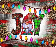JOY CHRISTMAS LIGHTS GNOME SANTA BUFFALO PLAID COMPUTER MOUSE PAD  9 x 7 picture