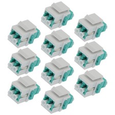 10x LC/UPC OM3 Duplex Multi Mode Fiber Optical Coupler Keystone Jack Insert Aqua picture