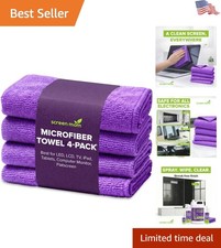 Professional-Grade Microfiber Cloths for Electronics - 4-Pack, Purple, Reusable picture