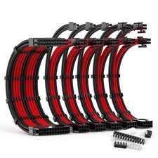 PSU Cable Extension Kit 30CM Sleeved 1x24Pin/2x8Pin/3x8Pin ATX Black Red picture