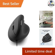 Wired Vertical Mouse Black 6 Buttons Optical Sensor USB Plug And Play Ergonomic picture