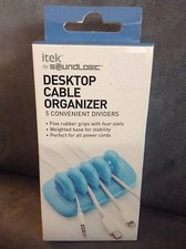 SOUNDLOGIC ITEK DESKTOP CABLE ORGANIZER WITH 5 DIVIDERS - BLUE - NEW IN PACKAGE picture