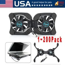 Dual USB Cooling Fan Pad Foldable Slim Fans Cooler Stand for Laptop Notebook Lot picture