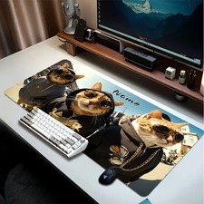 1pc Name/Text Cat Face & Fish Chain Print Desk Pad Non-Slip Rubber Base Thick picture