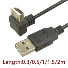 USB 2.0 A Male to Male Cable Angle to Straight Data Power Lead 0.3/0.5/1/1.5/2m picture