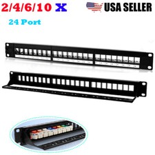 24 Port Keystone Jack Blank Patch Panel Plate Cat5 Cat5e Cat6a RJ-45 2/4/6/10X picture