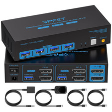 8K@60Hz Displayport KVM Switch 2 Monitors 2 Computers 4K@144Hz USB3.0 KVM Switch picture
