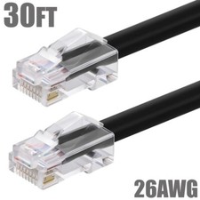30FT CAT6A RJ45 Network LAN Ethernet Non-Boot Cable Cord 26AWG Copper Black picture