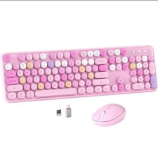 MPTOG Pink Colorful Wireless Keyboard Mouse Combo S801AG-C Typewriter  2.4GHz picture