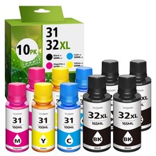 DEEIYUER 31-32XL Black Ink Bottle Set for Smart Tank 7602 6001 5101 10 Pack picture