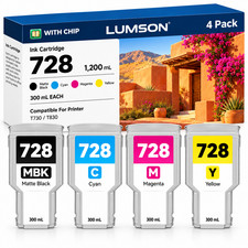 728 Ink Cartridges set 4-Pack High Yield Compatible For DesignJet T830 MFP T730 picture