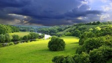 Landscape storm river nature trees sky clouds Custom Gaming Mat Desk picture