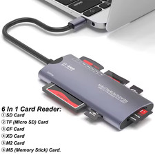 6-in-1 USB-C Card Reader SD TF CF XD M2 MS Memory Card Adapter 480Mbps picture