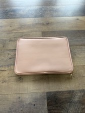 Threshold Tech Laptop Storage Pouch Pink Faux Leather Gold Zip 1.5