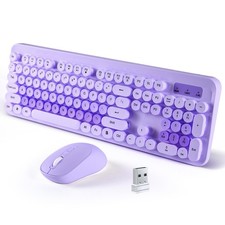 LAMA Colorful Wireless Keyboard and Mouse Combo, Full-Sized Bluetooth Purple picture