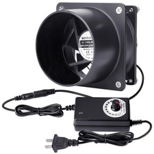 KEYFANCLUB Small Axial Exhaust Fan, 80mm 12V DC Fan with AC Plug 3'', BLACK picture