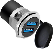 Dual USB 3.0 Panel Mount Adapter - Threaded round Connector with Waterproof Dust picture