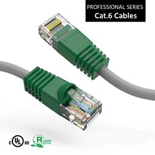 3Ft CAT6 Crossover Cable Gray Wire/Green Boot picture