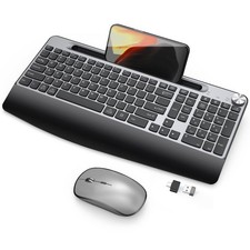 Wireless Keyboard and , Ergonomic Wireless Keyboard with Wrist Rest and Holde... picture
