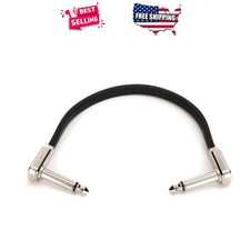 Flat Ribbon Patch Cable 6in Black 1/4 TS TRS Male Audio Pedalboard Tangle Free picture